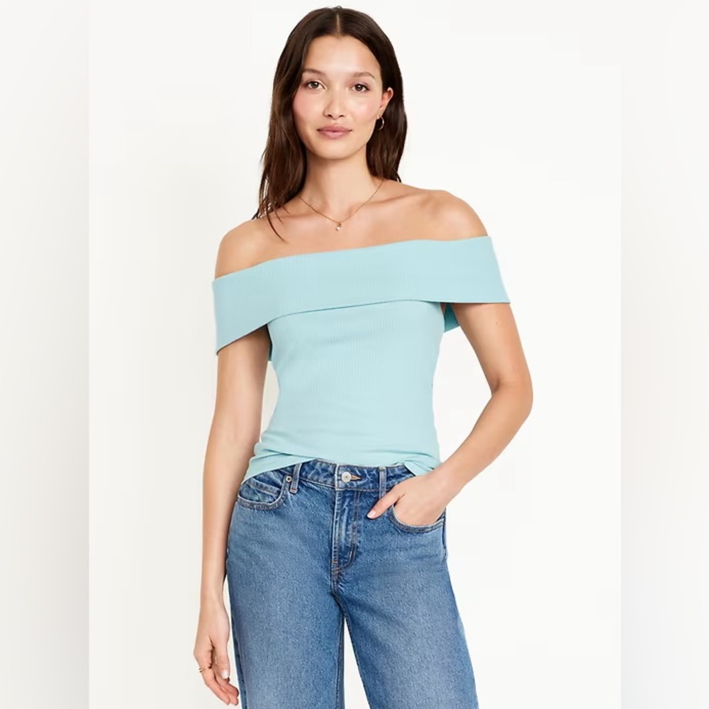 Off-Shoulder Light Blue Women's Top